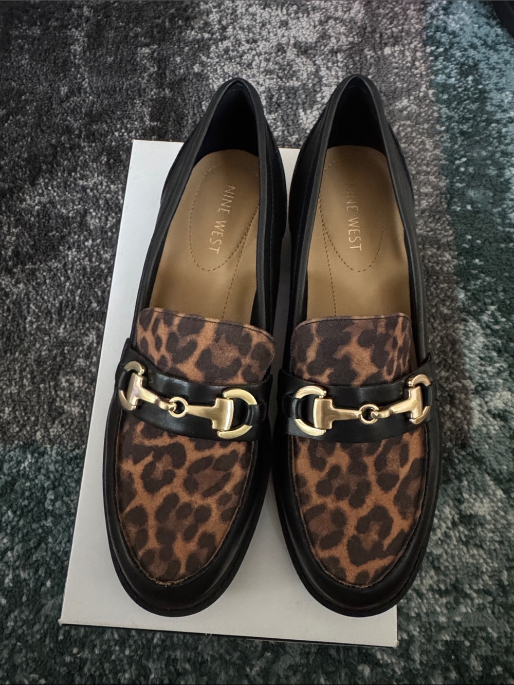 Nine West Women's Leopard Print Loafer with Gold Bit - Brown/Black
